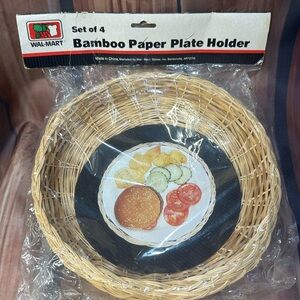 Vintage Walmart Tag Bamboo Paper Plate Holders